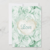 ミントグリーンのローズフラワーブライダルシャワー 招待状 (裏面)