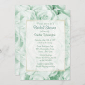 ミントグリーンのローズフラワーブライダルシャワー 招待状 (正面/裏面)