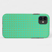 ミントグリーンの上のゴールドのかわいいパターン Case-Mate iPhoneケース (裏面(横))