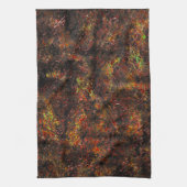 ミントグリーンの塊状の斑点と肌の茶色 キッチンタオル (縦)