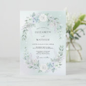 ミントグリーンの幻想的な冬のウェディング 招待状 (スタンド正面)