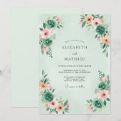 ミントグリーンの幻想的な自然の結婚式 招待状 (正面/裏面)