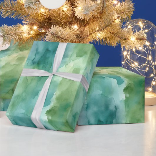 ミントグリーンの抽象的なクリスマス ラッピングペーパー (クリスマス)