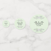 ミントグリーンの挨拶の名前と日付 コンフェッティ (正面)