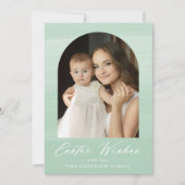 ミントグリーンの水彩アーチ2枚写真 イースターの願い シーズンカード (正面)