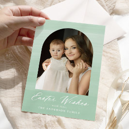 ミントグリーンの水彩アーチ2枚写真 イースターの願い シーズンカード