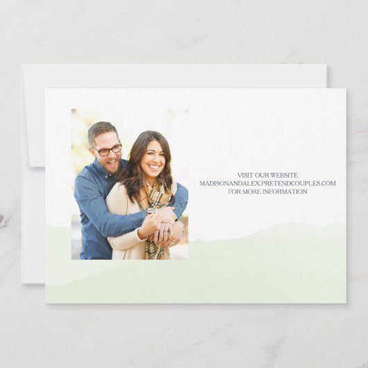 ミントグリーンの水彩画 Save the Date カード (裏面)