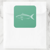 ミントグリーンの水色にオーストラリア産のサケの魚 スクエアシール (バッグ)