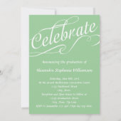 ミントグリーンの渦巻きスクリプトでお祝い 招待状 (裏面)