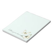 ミントグリーンの白い蝶々 ノートパッド (回転)