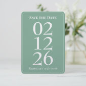 ミントグリーンの結婚式のSave the Dateカード 招待状 (スタンド正面)