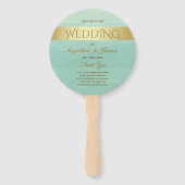 ミントグリーンの結婚式プログラム ハンドファン (正面)