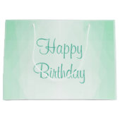 ミントグリーンの色のハッピーバースデー モダンテンプレート ラージペーパーバッグ (正面)