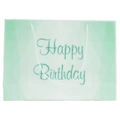 ミントグリーンの色のハッピーバースデー モダンテンプレート ラージペーパーバッグ (裏面)