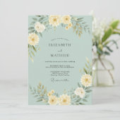 ミントグリーンの花のアーチのウェディング 招待状 (スタンド正面)