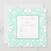 ミントグリーンの花の誕生日パーティー招待状 招待状 (裏面)