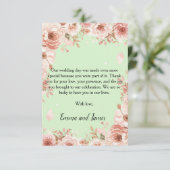 ミントグリーンの花柄 ウェディング サンクスカード サンキューカード (スタンド正面)