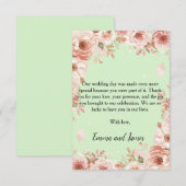 ミントグリーンの花柄 ウェディング サンクスカード サンキューカード (正面/裏面)