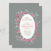 ミントグリーンの華やかなヴィンテージ結婚式の招待状 招待状 (正面/裏面)