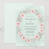 ミントグリーンの豊かな春のウェディング 招待状 (正面/裏面)