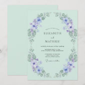 ミントグリーンの静かな牧場のウェディング 招待状 (正面/裏面)