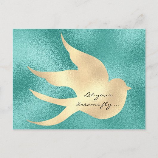 ミントグリーンやる気を起こさせるバードを夢で飛ぶ ポストカード (正面)