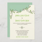 ミントグリーンアイボリーフローラガーランド結婚式招待状 招待状 (正面/裏面)