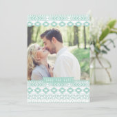 ミントグリーンアステカフォトセーブ・ザ・デート案内 招待状 (スタンド正面)