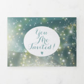 ミントグリーンアッシュマウンテンヒルサイ結婚ズ 三つ折り招待状 (カバー)