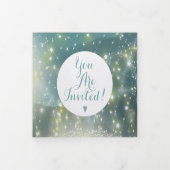 ミントグリーンアッシュマウンテンヒルサイ結婚ズ 三つ折り招待状 (カバー)