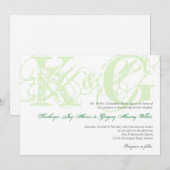 ミントグリーンアンティークグランジモノグラム結婚式の招待 招待状 (正面/裏面)