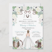 ミントグリーンアンドホワイトウェスタンブライダルシャワー 招待状 (正面)