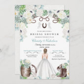 ミントグリーンアンドホワイトウェスタンブライダルシャワー 招待状 (正面/裏面)