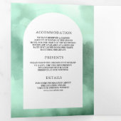ミントグリーンアーチオールインワンデザートサボテン結婚ズ 三つ折り招待状 (内部最初)