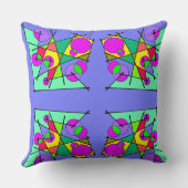 ミントグリーンイエローピンクオンパープル抽象芸術1 クッション (裏面)