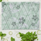 ミントグリーンインスパイアヴィンテージガーデンダイヤモンド キッチンタオル (折り畳み)