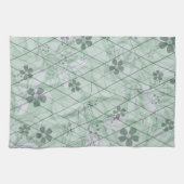 ミントグリーンインスパイアヴィンテージガーデンダイヤモンド キッチンタオル (横)