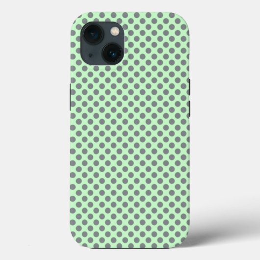 ミントグリーンウィズグレー水玉模様バイシャーリーテイラー Case-Mate iPhoneケース (裏面)