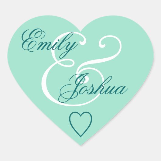 ミントグリーンウェディングエンベロープシール花婿V03 ハートシール (正面)