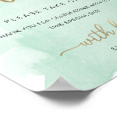 ミントグリーンウォーターの色の金ゴールドの好意サイン ポスター (角)