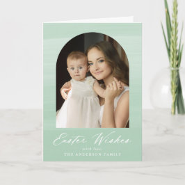 ミントグリーンウォーターカラーアーチ2フォトイースターウィッシュ シーズンカード