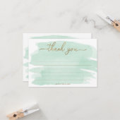 ミントグリーンウォーターカラーサンキューカード カード (正面/裏面インサイチュ)