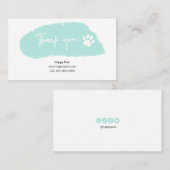 ミントグリーンウォーターカラービジネスサンキューカード 名刺 (正面/裏面)