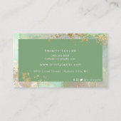 ミントグリーンウォーターカラー大理石インク&ゴールドフォイル 名刺 (裏面)