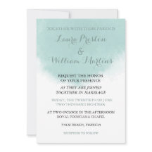 ミントグリーンウォーターカラー結婚式招待状