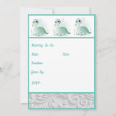 ミントグリーンウォーターベビー恐竜シャワー 招待状 (裏面)