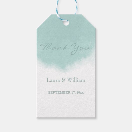ミントグリーンウォーター色のウェディングギフトタグ ギフトタグ (正面)