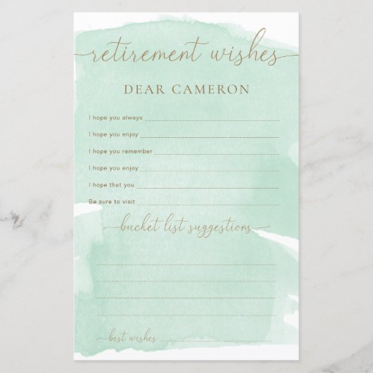 ミントグリーンウォーター色の退職願い (正面)