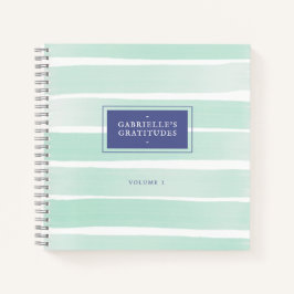 ミントグリーンウォーター色ストライプのカスタム感謝 ノートブック