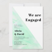 ミントグリーンウォーター色ストライプ婚約パーティ 招待状 (正面)
